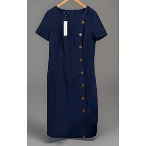 NEW Long Tall Sally Shift Dress Sleeve Navy Ponte Suit Dress Woven US Size 10